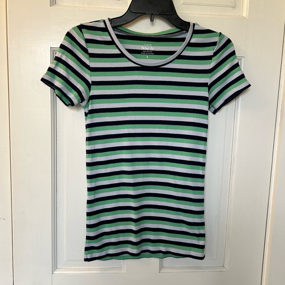 Green Horizontal Striped Top
